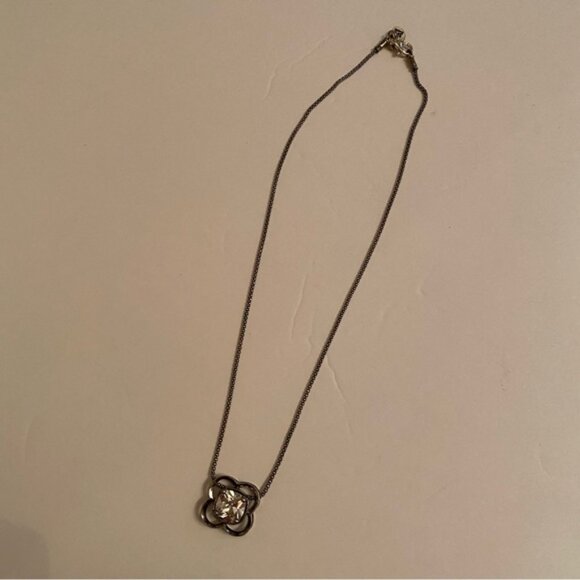 SILPADA NECKLACE STERLING SILVER 925 POPCORN CHAIN 16” CZ FLOWER PENDANT N1411 - Picture 9 of 11